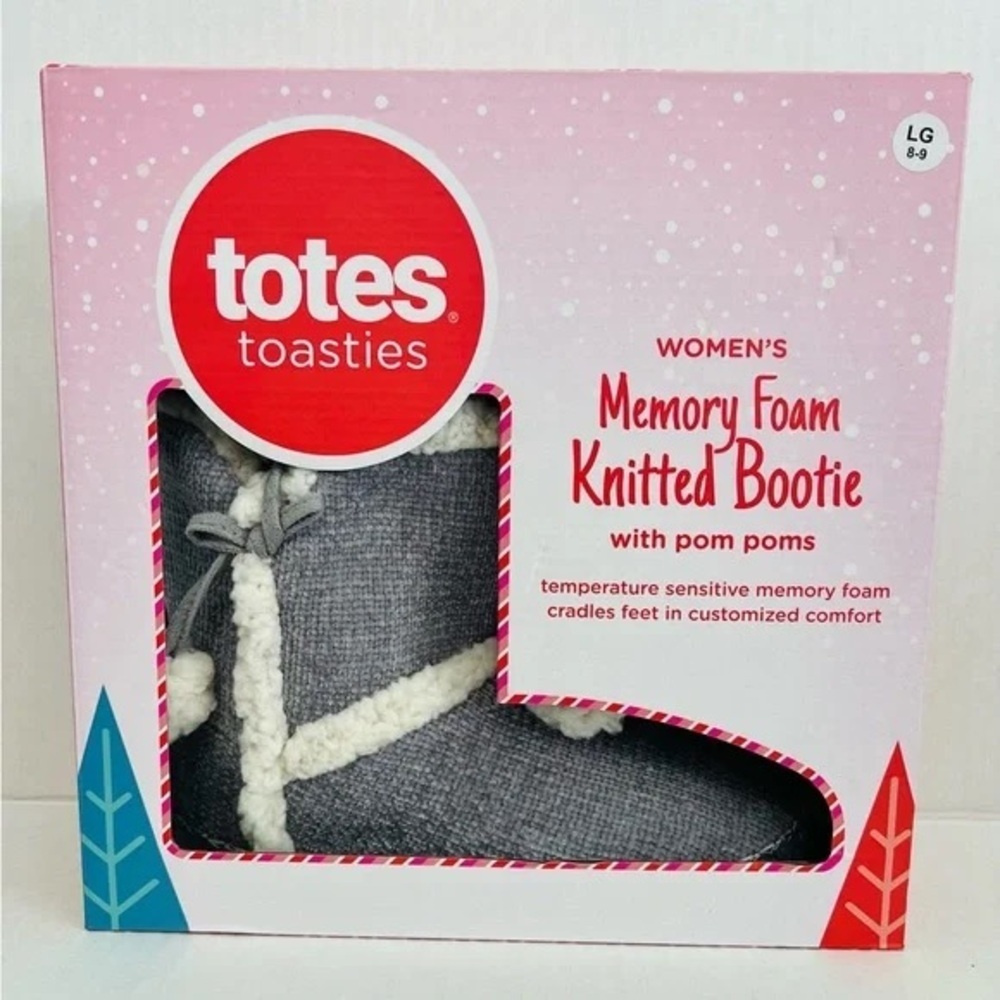 Totes Gray Knitted Bootie 7-8